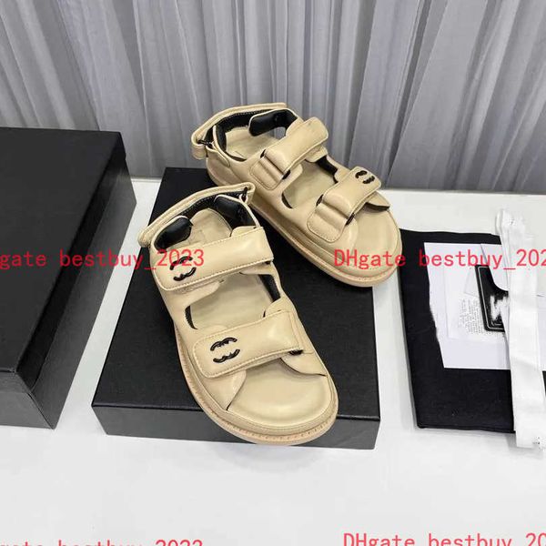 

2023 sandals cowhide sandal candy color flats shoes women's leisure designer luxury slipper flat bottom comfort sand beach fashion vers, Black