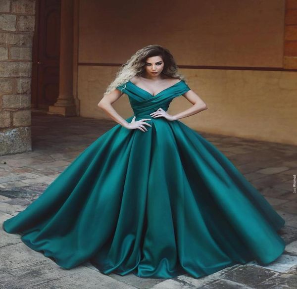 

teal ball gown prom quinceanera dresses off shoulders with sleeves satin ruched corset back sweet 16 dress evening formal gow8245684, Black