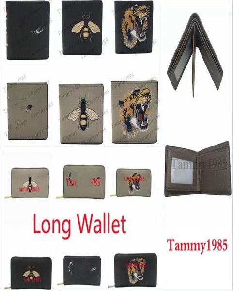 

2 models men animal short wallet leather black snake tiger bee wallets women long style purse card holders come with 3542619, Red;black