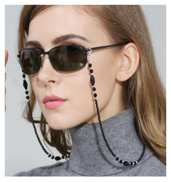 

women fashion eyeglass chains black acrylic beads chains antislip eyewear cord holder neck strap reading glasses rope8165642