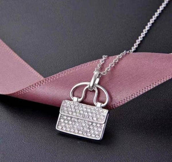 

fashion luxury diamond necklace exquisite mini bag h letter pendant with original gift box packaging9776366, Silver