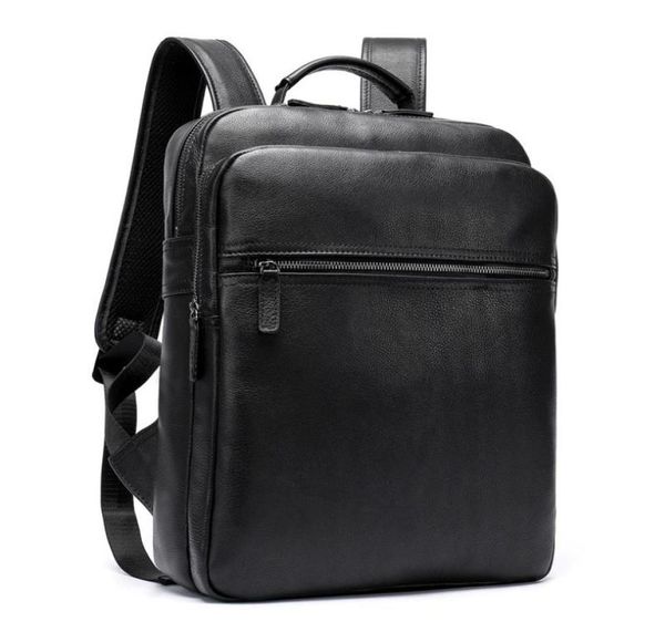 

luuafn classic design black lapbusiness backpack of men genuine leather computer bag with usb cable connector men daypack5760118