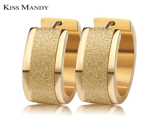 

whole kiss mandy 3 layers gold color silver color round hoop earrings with 7mm frosting surface width women earrings aretes f5935536, Golden;silver