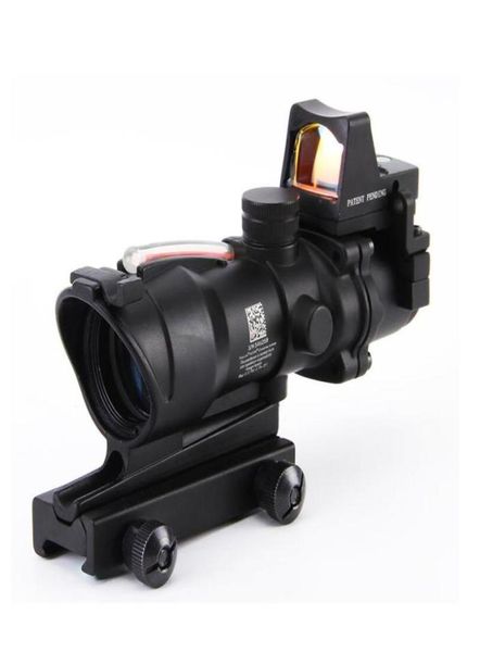 

acog style 4x32 black scopes tactical optic red illuminated with rmr red dot sight hunting riflescope2635788