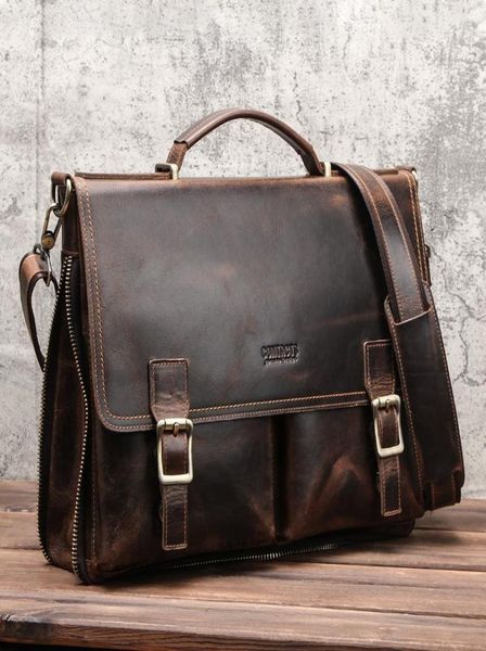 

briefcases men briefcase genuine leather lapbag macbook pro 14quot computer crossbody male travel bussines cowhide1887282