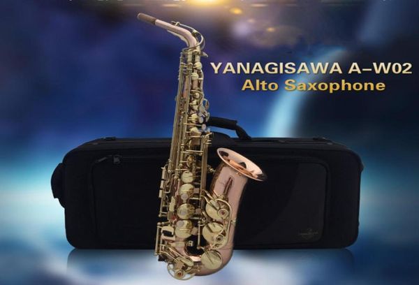 

new arrival yanagisawa aw02 saxophone phosphorus copper tube gold lacquer surface alto sax eb tone with mouthpiece case gloves5613014