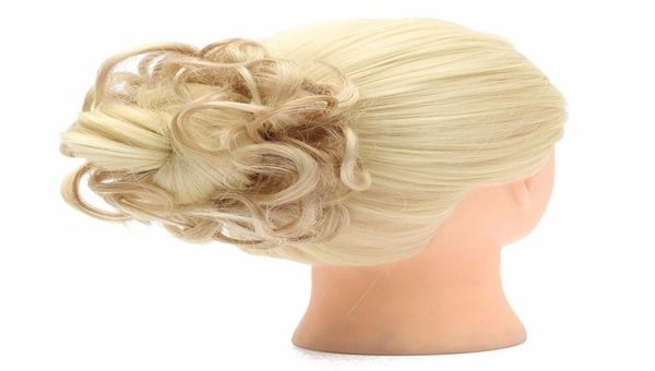 

whole1pc buns hair piece updo bride bun natural elastic hairpiece wavy messy multifuctional synthetic curly hair chignon9874726, Black;brown
