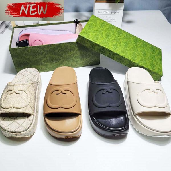 

luxury sandals slide brand designers women ladies hollow platform sandals womens slide sandal with lnterlocking g lovely sunny beach summer, Black