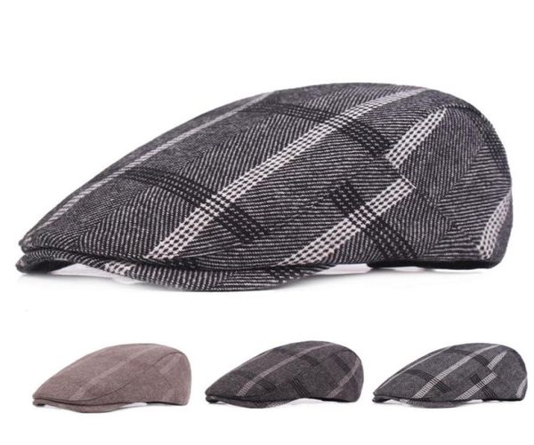 

fashion cotton fabric mens women cabby newsboy hats ivy cap retro plaid berets casual casquette3036375, Blue;gray