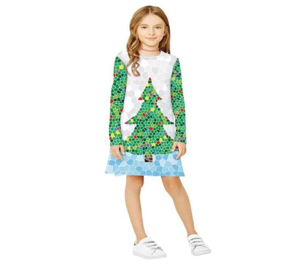 

european and american fashion new christmas clothes bear digital printing dresses children039s long sleeve dress lovely fashion6988434, Red;yellow