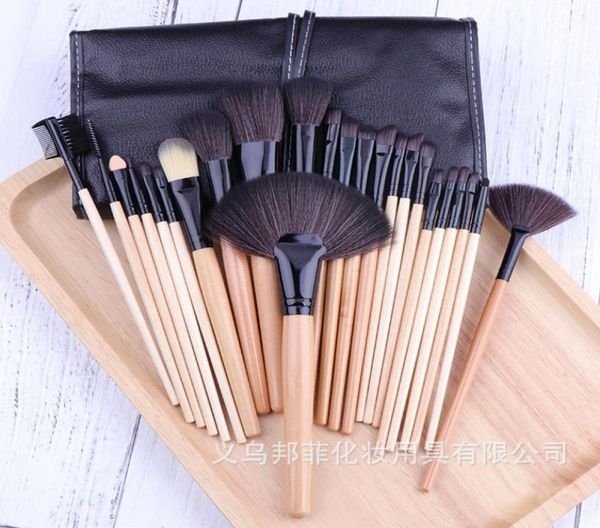 

24pcs set wooden goat hair makeup brushes professional make up brushes home use eyeliner foundation eyeshadow brush4903841