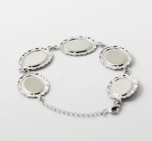 

beadsnice filigree bracelet po bracelet setting with 5 blank bezels fits cabochons size 13 x 18mm bangle blanks id 267332284115, Slivery;crystal