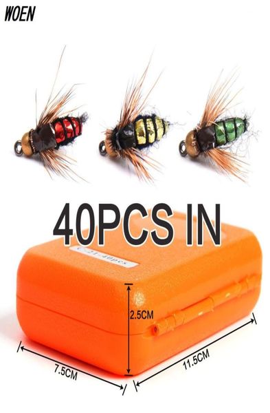 

woen high simulation flies lure fly hooks bionic fly fishing hook anchor 40 pcs box baits lures5288231