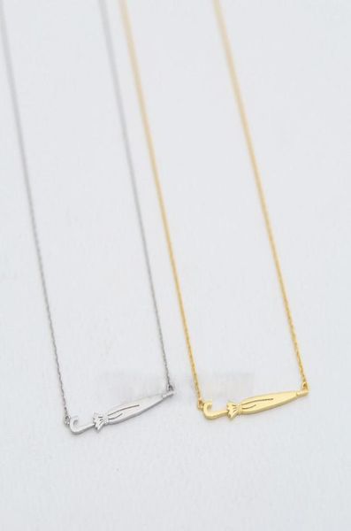 

fashion umbrella necklaces personality of long handle umbrella pendant necklaces rose goldcolor plated necklaces for women9579080, Silver