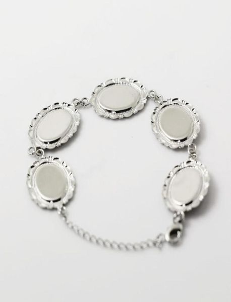 

beadsnice filigree bracelet po bracelet setting with 5 blank bezels fits cabochons size 13 x 18mm bangle blanks id 267331102025, Slivery;crystal