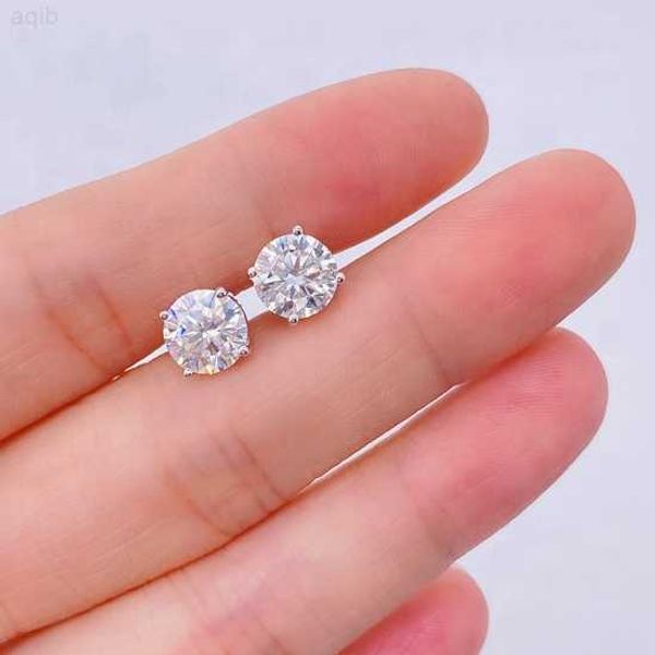 

wholesale price 7mm 2.4ct diamond sterling silver s925 screw back vvs moissanite men stud earrings
