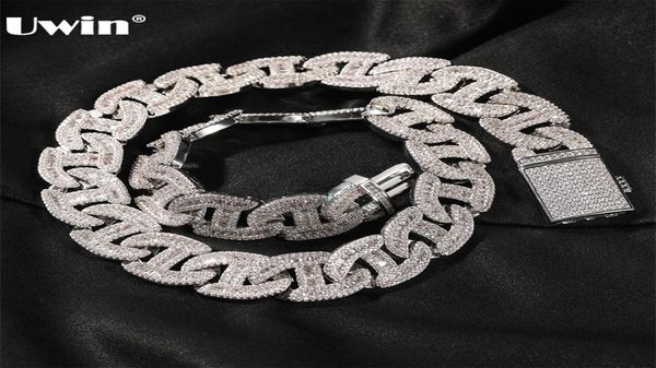 

uwin 17mm heavy miami baguette zircon necklaces for men iced out cuban link chain aaa cz prong setting necklaces hip hop jewelry 21208433, Silver