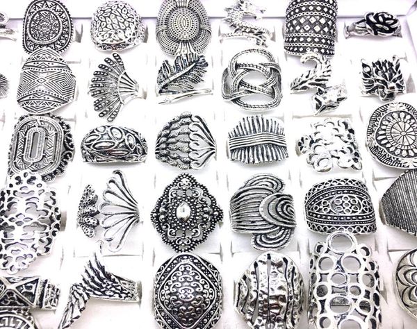 

whole 100pcslot antique silver plated women039s bohemian jewelry rings mix styles finger ring party gifts brand new6380634, Golden;silver