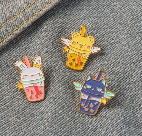 

enamel brooches pin cartoon bunny cats dog cup stars wings badge brooch jewelry 1482 e37857812, Gray