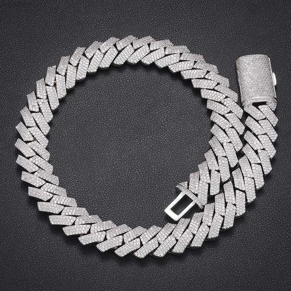 

european and american classic style high-quality necklace 16mm diamond cuban link chain hiphop trend rapper's jewelry, Silver