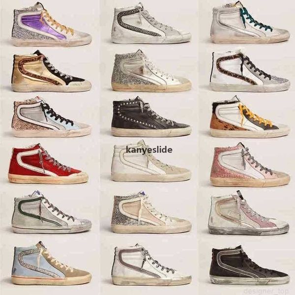 

slide sandal fashion 2023 shoes designer goldens new retro release gooseitys women mid high super ball star luxury sneakers lot qvit, Black