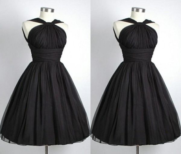 

2021 black graduation dresses vintage party dress aline halter chiffon pleated short cocktail dresses for graduations1752812, Blue;red