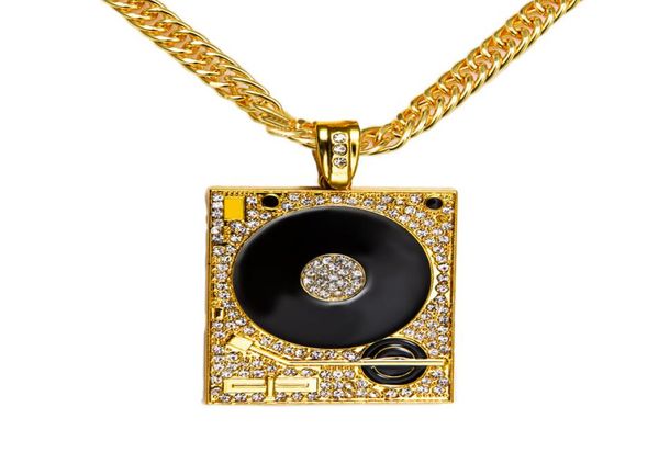 

highquality 24k gold plated hip hop rapper dj alloy round square crystal pendant long necklace 80cm long jewelry9911673, Silver