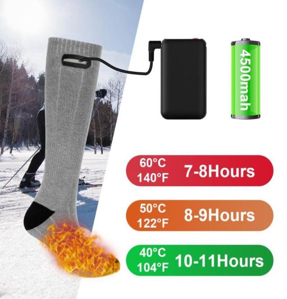 

37v 3adjustable electric socks rechargeable battery stretch comfortable waterproof outdoor skiing bicycle heating thermal socks8144099, Black