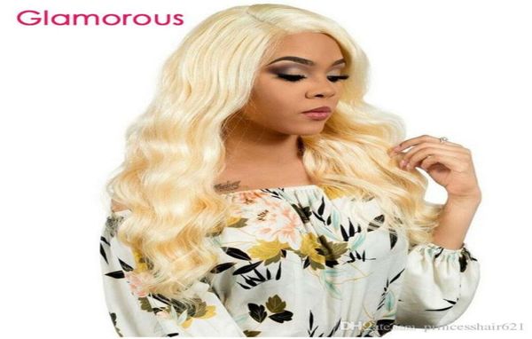 

glamorous 100 virgin human hair lace frontal wig blonde 613 color body wave straight human hair wigs for women6881623, Black;brown