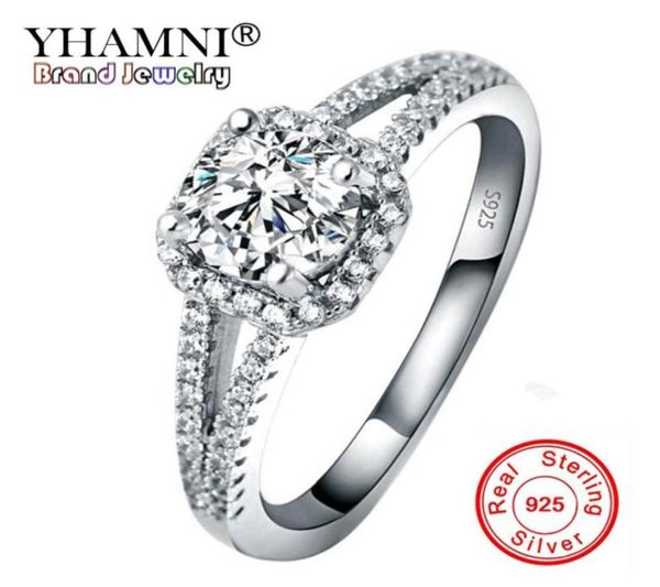 

yhamni fashion jewelry original natural 925 solid silver wedding ring set 6mm cz diamond engagemen rings for women gift zrsr0894961678587, Slivery;golden
