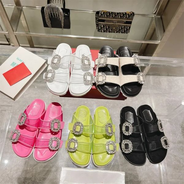 

rhinestone slipper women designer slide sandals summer brand corium slippers shoes classic beach casual size womens woman outsid, Black