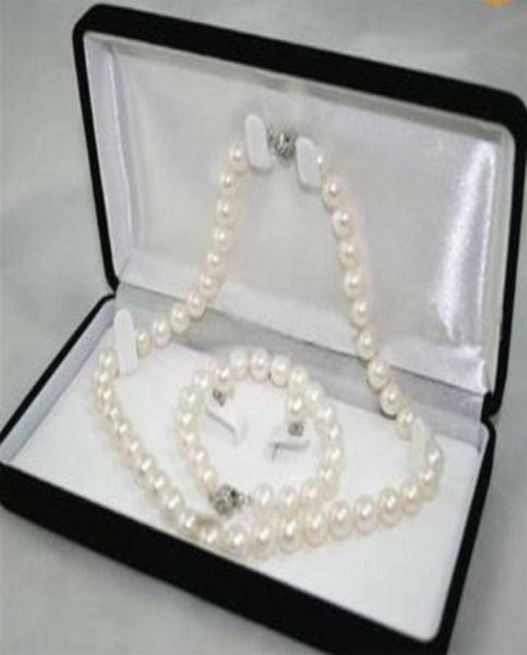 

67mm white akoya cultured pearl necklace bracelet earring set aa3168816, Black