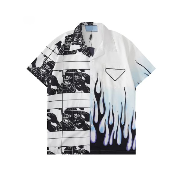 

new designers bowling shirts mens fashion flower hawaiian silk business shirt casual shirts men slim fit short sleeve dress tee 789789, White;black