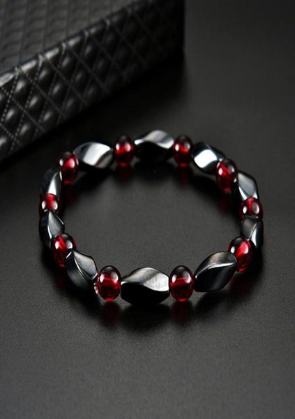 

health magnetic hematite bracelet ed beaded strands wristband bangle cuff for women men power healthy fashion jewelry 1625479103035, Black