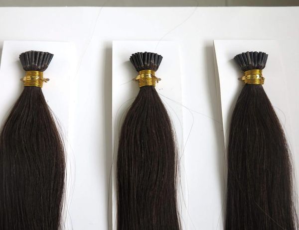 

brazilian hair keratin i tip straight prebonded human hair extensions 20 inch 1gramstrand 9 colors8219032, Black