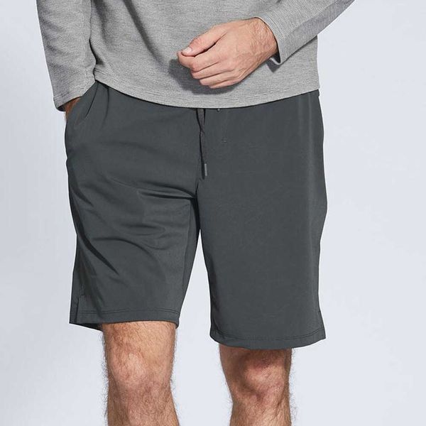 

lu-07 men yoga shorts quick drying summer fitness sweatpants have cinchable drawcord sports short pants with back drop-in pockets training j, White;black