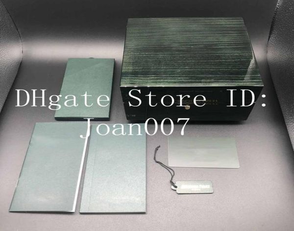 

2019 quality dark green watch box gift case for watches booklet card and papers in english swiss watches boxes 412389, Black;blue
