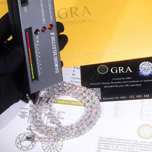 

pass diamond tester white gold plated 2-4mm d moissanite 925 sterling silver bracelet hip-hop jewelry tennis chain