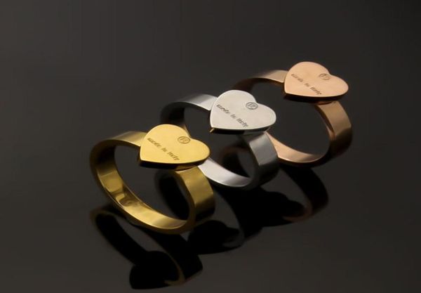 

women mens letter ring titannium stainless heart charms with made in intaly engaved anillos rings three colors1352664, Silver