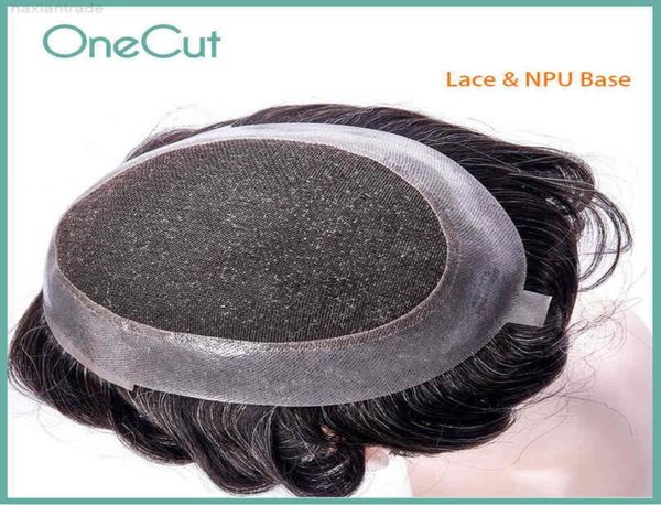 

lace pu base men toupee breathable hu hair replacement system comfortable natural hairline wigs men039s capillary prothis4975275, Black