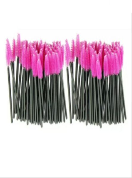 

whole attractive 100pcslot make up brush pink synthetic fiber oneoff disposable eyelash brush mascara applicator wand brush3669697