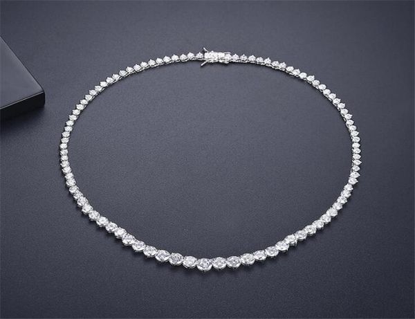 

2022 sell bride tennis necklace sparkling luxury jewelry 18k white gold fill round cut white z cz diamond gemstones ins wo8054324, Silver