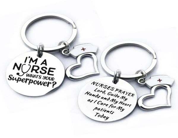 

stainless steel nurses keychains pendant i am a nurse keyring luggage decoration key chain medical student gifts3261614, Silver
