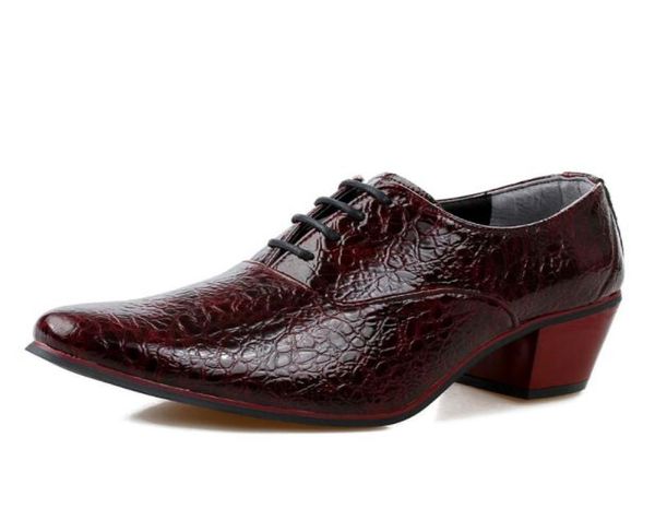 

promotion new mens dress shoes fashion crocodile pattern leather pointed toe wedding shoes 7cm high heel 1a221556967, Black
