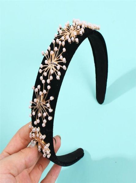

luxury design headband artificial pearl hair hoop black color accessories head band f11412753860, Black;brown