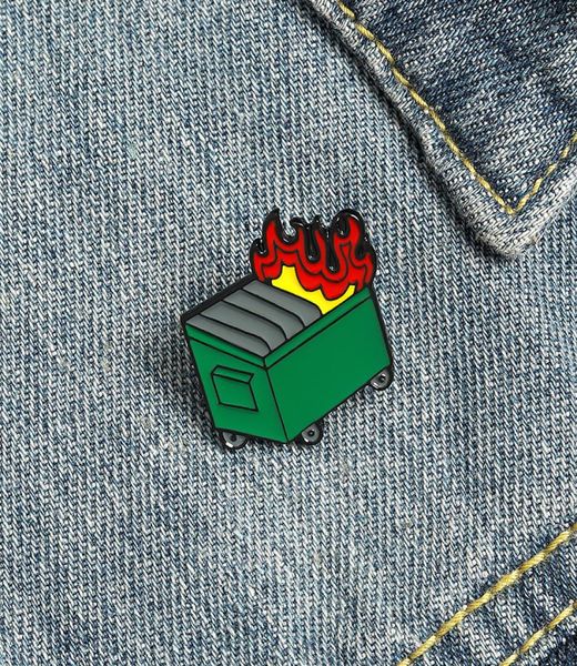 

cute dustbin enamel brooches pin for women girl fashion jewelry accessories metal vintage brooches pins badge whole gift1223759, Gray