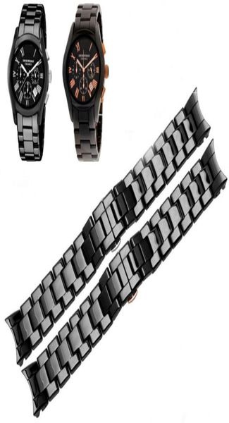 

black ceramic watchband 22mm for ar1400 ar1410 wrist strap replacement bracelet4905484, Black;brown