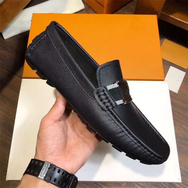 

luxurious men's casual leather shoes classic slip-on designer loafers mens driving moccasins men embroidery party wedding flats eur siz, Black