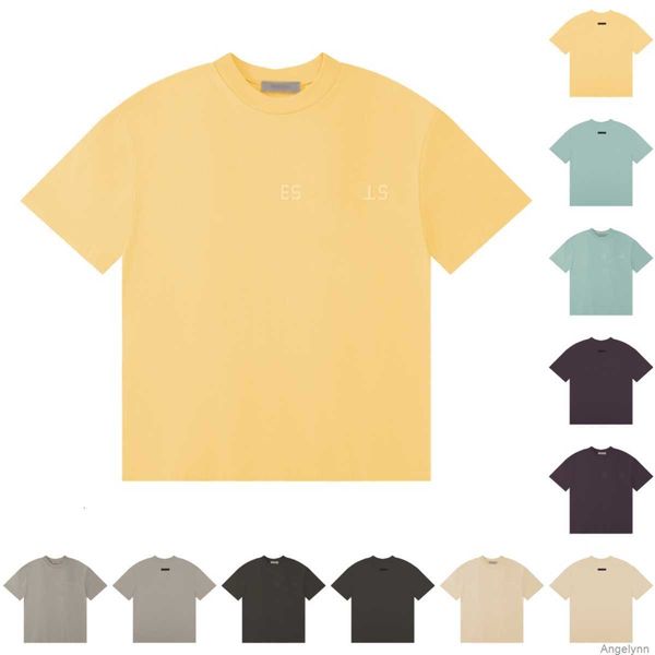 

designer tide essent t shirts mens essentails tshirt tees chest letter laminated print short sleeve high street loose oversize casual t-shir, White;black