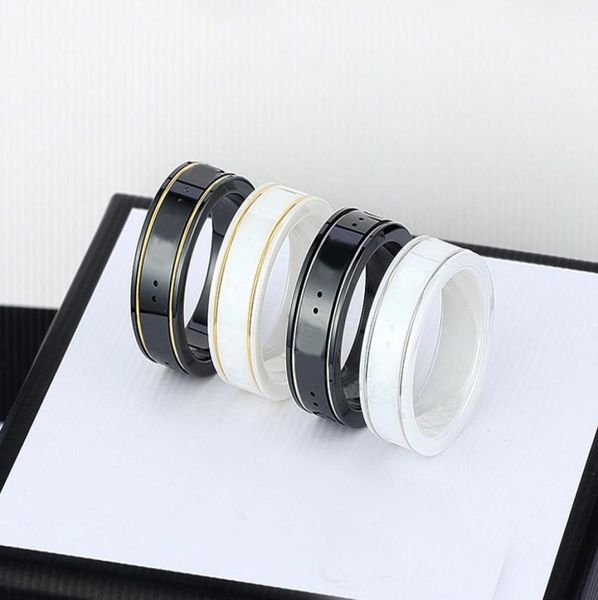 

2022 ceramic band rings black white for women men jewelry gold silver ring8357183